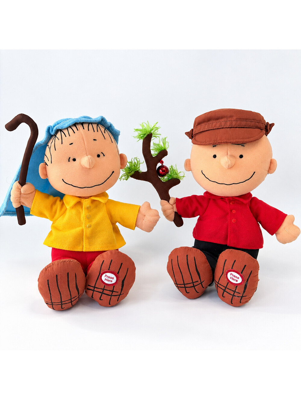 Hallmark 2009 Peanuts Charlie Brown Linus Christmas Plush 9" Lot of 2 READ